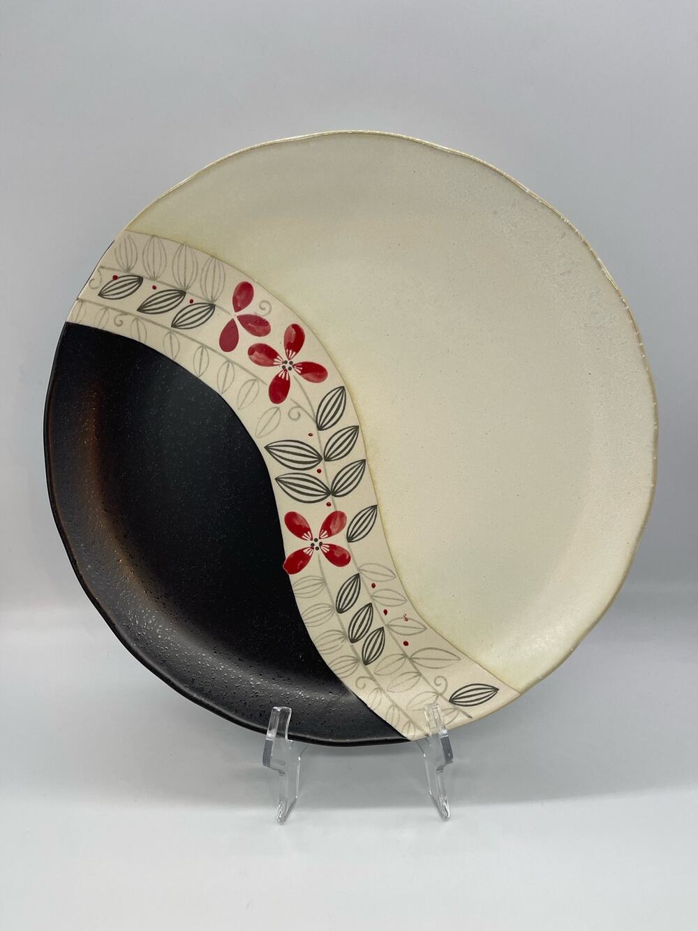 Sango Stoneware Blossom 5023 Floral & Leaves Platter Plate 12.5"